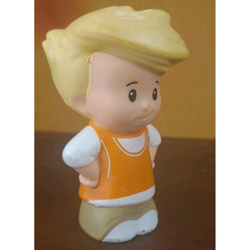Fisher Price Little People Eddie Blonde Boy Orange Vest Airplane Passenger 2012